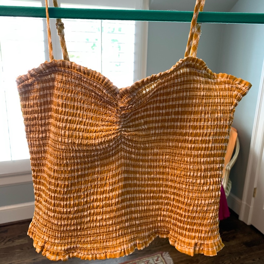 yellow seersucker crop top